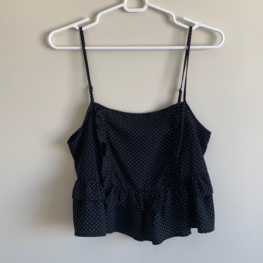 Black polka dot top